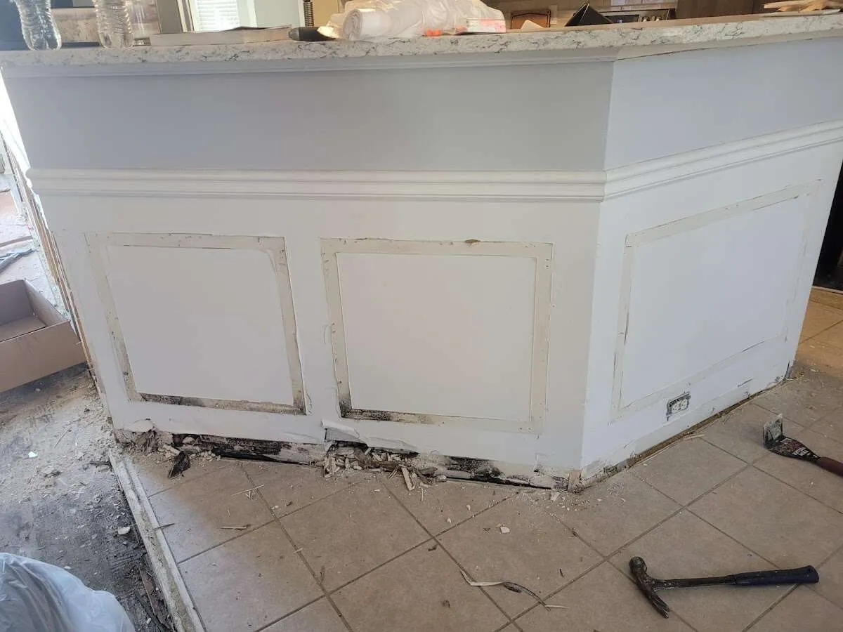 Water damage and mold on kitchen during Mold Inspection & Testing in Hamilton